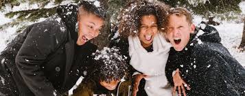 American family enjoying the snow